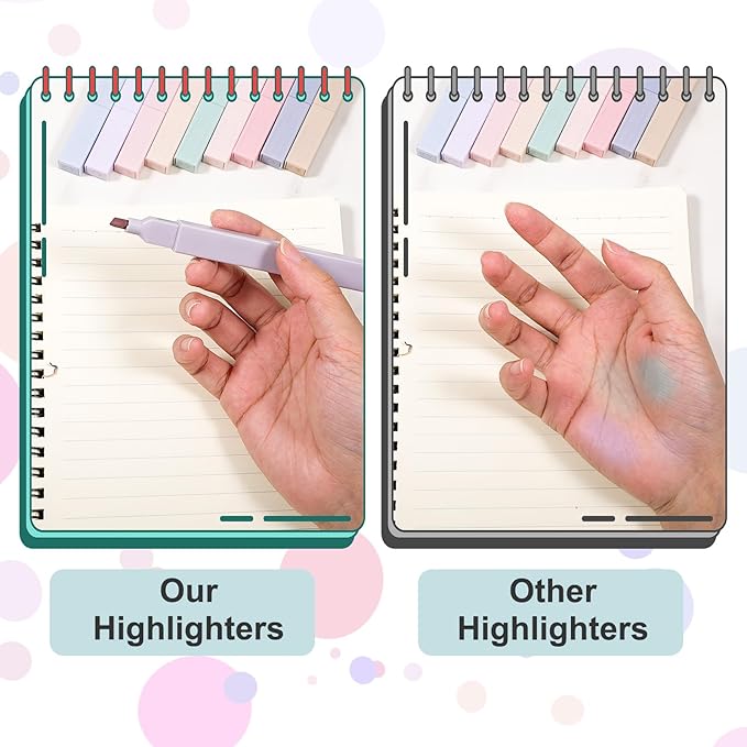 12 Pack Assorted Colors Pastel Highlighters, Aesthetic Highlighter With Chisel Tip Cute Water Based Quick Dry No Bleed for Journals, Bibles, Notebooks, School Office Supplies