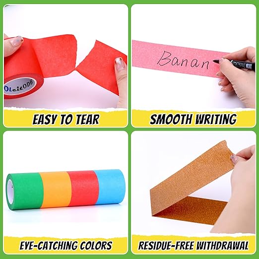 24 Rolls Bulk Colored Masking Tape for Art, 2 inch x 360 Yards for Crafts, Labeling, DIY Decorative, Colored Painters Tape, Rainbow Colors Tape for General Use Projects, Easy Tear No Residue
