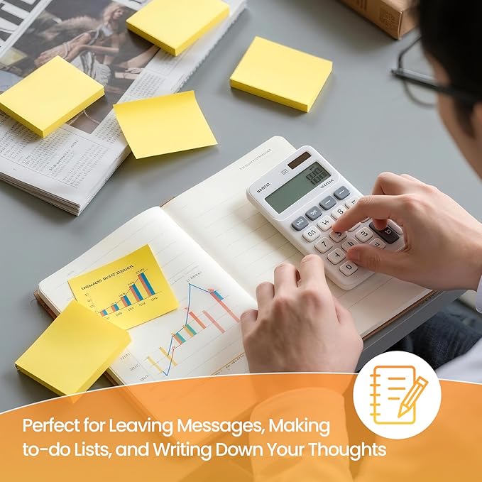 1920 Sheets 3 in x 5 in Large Sticky Notes, 76 x 127 mm 6 Pads Assorted Self-Stick Pads for Notebook,Office,School and Home,80 Sheets/Pad (24 Pads Yellow)