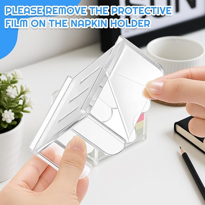 2 Pcs Scalloped Acrylic Sticky Note Holder, 3x3 Inch Clear Cute Notepad Holder Sticky Note Dispenser with Wave Design, Thick Acrylic Desk Organizer for Office, Home, Dorm, Classroom Desk