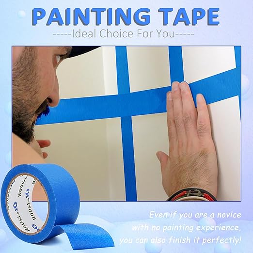 6 Rolls Blue Painters Tape Bulk 4 inch x 60 Yards, Total 360 Yd, Painters Masking Tape No Residue Wall Painting Tape Artist Tape Trim Edge Finishing Tape for Wall Painting Decoration DIY Supplies