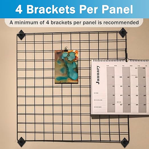 12 Pcs Gridwall Mount Brackets with Screws Metal Grid Panel Wall Mount Bracket Gridwall Brackets for Grid Panels Clothing Store Cloakroom Retail Display Wall