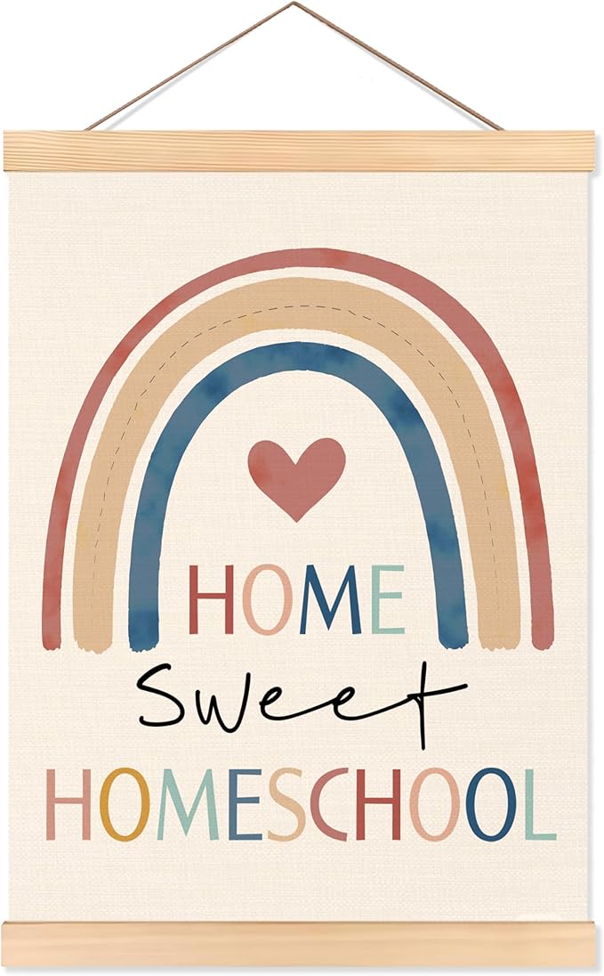 ROXMART Boho Rainbow Home Sweet Homeschool Poster Hanger Frame, Kids Room Wall Decor, Boho Nursery Wall Art Prints Decor for Toddler Kids Boy Girl Room Nursery Playroom Homeschool, 12x16 Inch