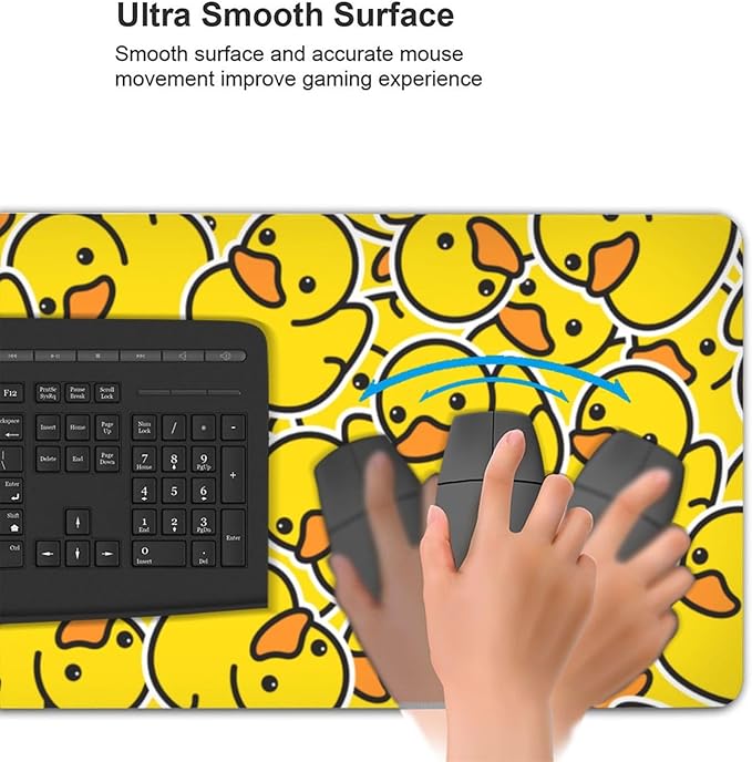Cute Rubber Ducks Mouse Pads XXL Extended Mousepad with Stitched Edges Yellow Cartoon Ducky Non-Slip Rubber Base Computer Keyboard Pad Desk Mat for Home Office Desk Decor, 35.4" X 15.7"