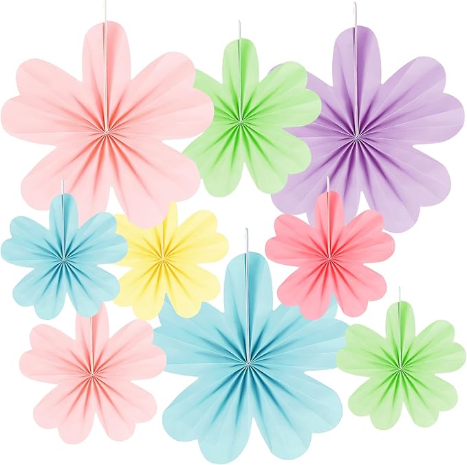 Solsew 36 Pcs Paper Flower Decoration for Wall Paper Flower Fans Bulletin Board Decorations Backdrop Party Decor for Wall Wedding Classroom Back to School Party Baby Bridal Shower Nursery