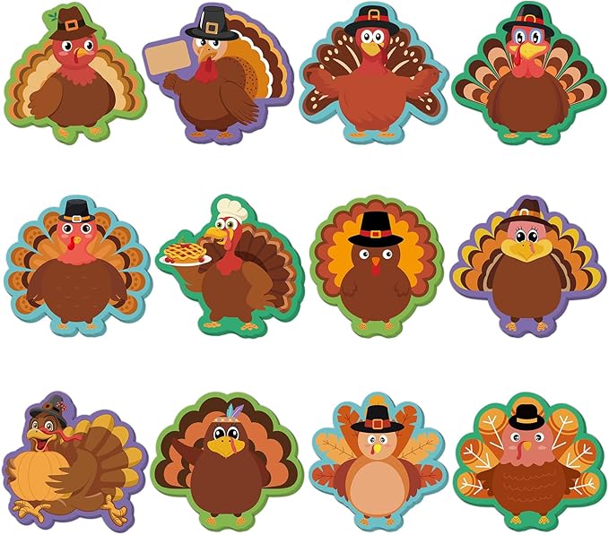 600 Sheets Thanksgiving Turkey Sticky Notes, Self-Adhesive Thanksgiving Notepads Turkey Self Sticky Memo Pads for School Office Fall Harvest Party Favors Supplies
