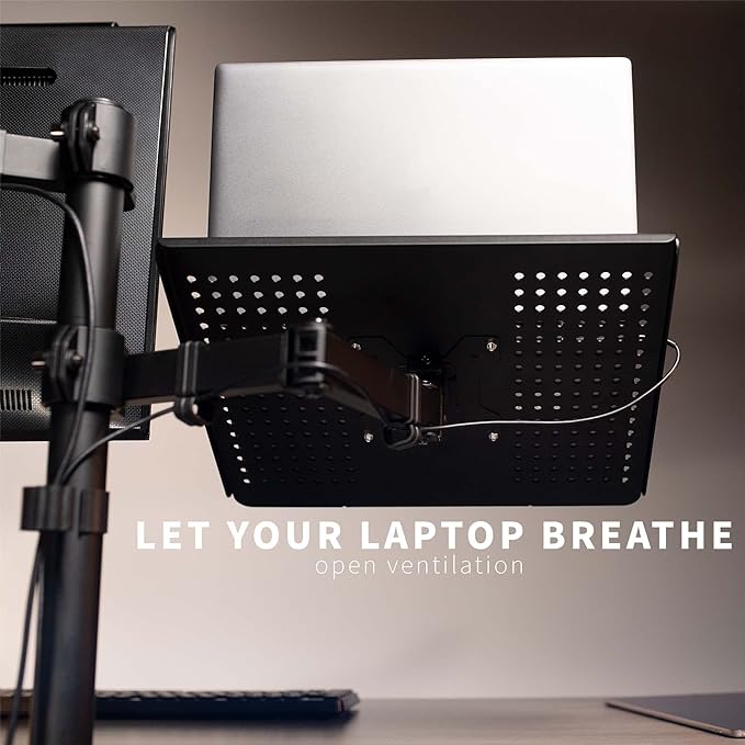 VIVO Black Fully Adjustable 13 to 32 inch Single Computer Monitor and Laptop Desk Mount Combo, Stand with Grommet Option, Fits up to 17 inch Laptops (STAND-V002C)