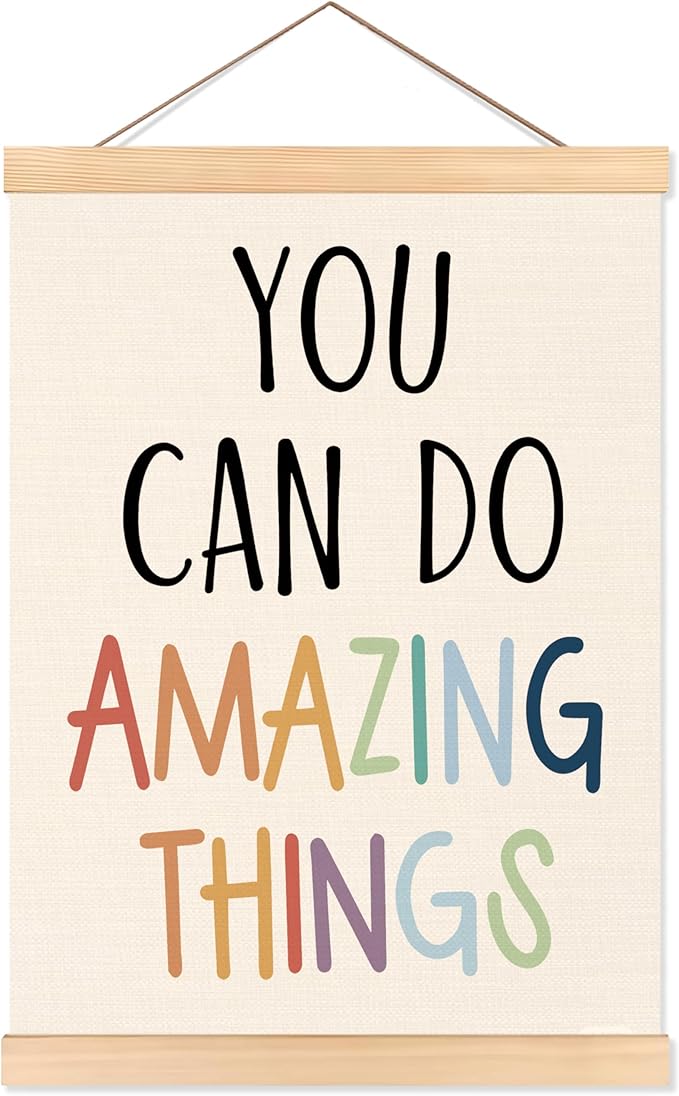ROXMART Boho Inspirational Kids Poster Hanger Frame, Motivational Wall Decor, You Can Do Amazing Things Positive Wall Art Prints Decor for Kids Room Nursery Playroom Classroom, 12x16 Inch