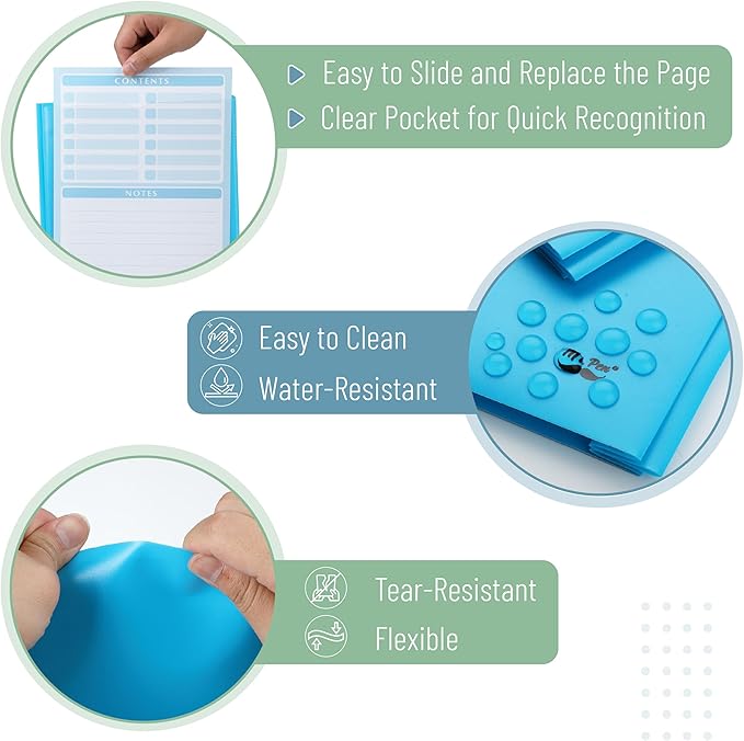 Mr. Pen- Plastic Folders with Pockets and Prongs, 24 Pack, Letter Size, Blue, Flexible Plastic Folders with Prongs, Clear Front Pocket and Card Slot