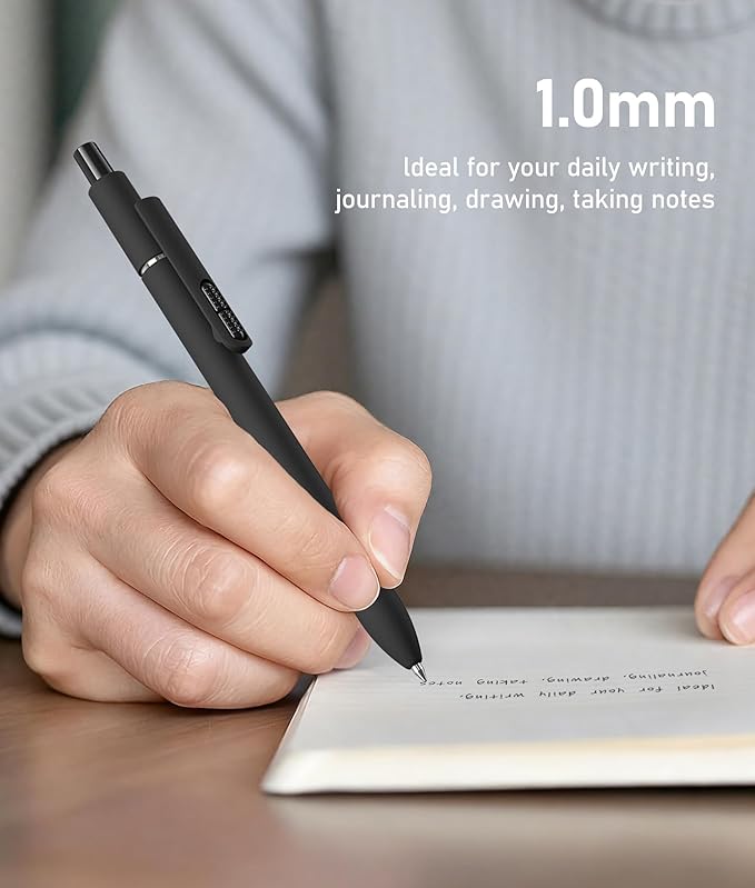 16 Pack Black Pens - 1.0mm Medium Point Ballpoint Pens | Smooth Writing Retractable Black Ink Pen for Nurses, Women, Adults, School, Office (Vintage-16pcs)