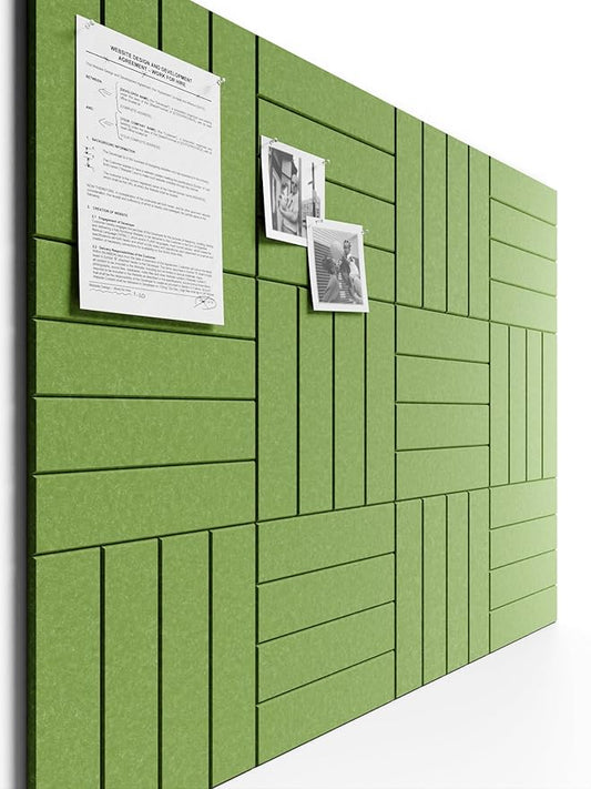 Bumusty Large Cork Board Alternative-48 x 36" Felt Bulletin Board Tiles, with 30 Pushpins, 70 Adhesive Tabs, 12-Pack Slat Wall Paneling, Cork Boards for Office Push Pin Board Felt Board-Kelly Green