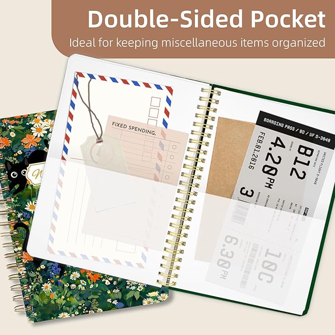 Weekly Planner Undated - 52 Weeks To Do List Notebook A5 for Work: Weekly Task, Habit Tracker Journal, Goal Setting, Agenda Sprial Bound Organizer Book Women Cute Stylish Design, Cat Garden