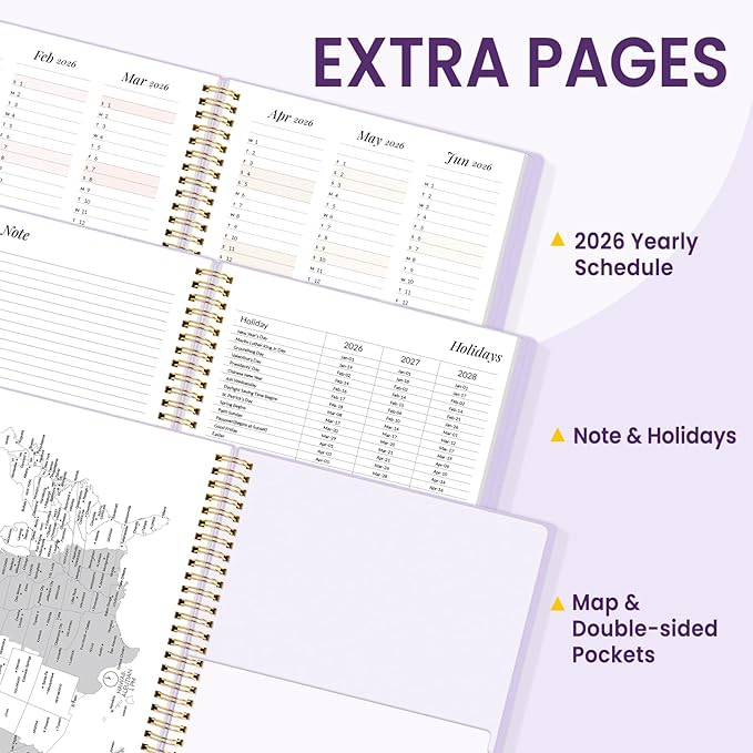2026 Planner, Annecy Weekly ＆ Monthly Planner 2026, Jan. 2026 – Dec. 2026, 8.5" x 11" Monthly Agenda Planner with Tabs, Waterproof Flexible Cover, Spiral Binding, Double-sided Pocket, Bookmark, Purple
