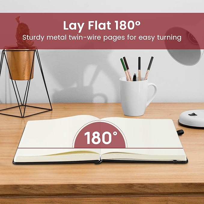 Taja Blank Journal Notebook for Women & Men, Hardcover Leather Journal for Writing, Sketch Book, A5 Plain Paper Notebook for Drawing & Sketching, Perfect for Office School Home Supplies, Black