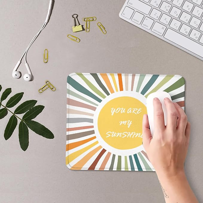Boho Colorful Sun You are My Sunshine Mouse Pad Gifts,Mouse Pads Mousepad for Desk Home Office Dorm Computers Laptop, Boho Office Supplies Desk Accessories, 9.5x7.9 Inch