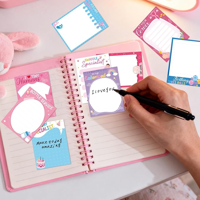 Labor and Delivery Nurse Sticky Notes Gifts, 9 Pack Obstetric Nurse Notepads 3x4 Inch Gifts, Laborhood Health Checklist Self-Adhesive Memo Pads Office Hospital Supplies (450 Sheets)