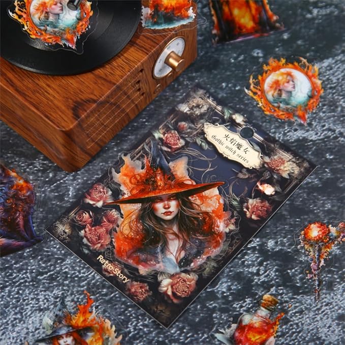 120pcs Gothic Scrapbook Stickers, Vintage Witchy Apothecary Goth Stickers Ephemera for Junk Journal Supplies, Transparent Dark Aesthetic Sticker for Journaling, Scrapbooking, Bujo