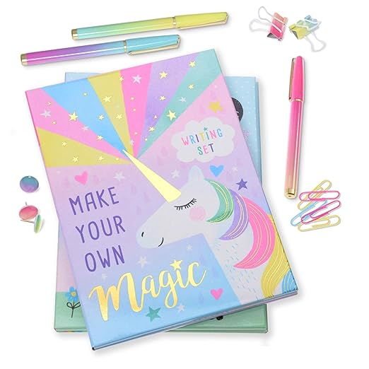 Stationery Set for Girls by Jewelkeeper - Unicorn Writing Kit - Colorful Stationary Set with Paper, Envelopes, and Stickers - Suitable for Creative Kids and Pen Pals