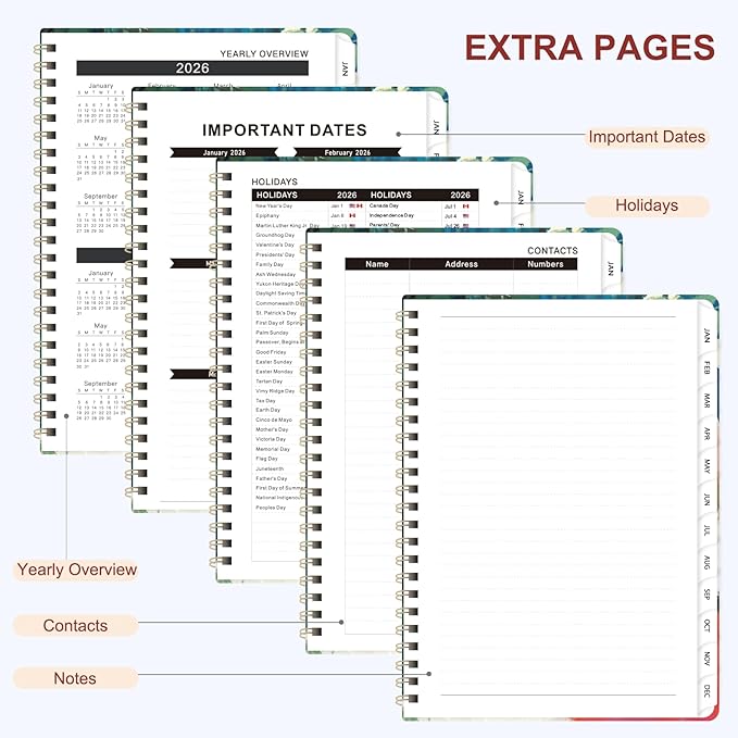 2026 Planner, Weekly and Monthly Calendar Planner Organizer, January-December, Academic Planning Agenda Book, Office School Home Suppiles for Women & Men, 6.3" × 8.5"