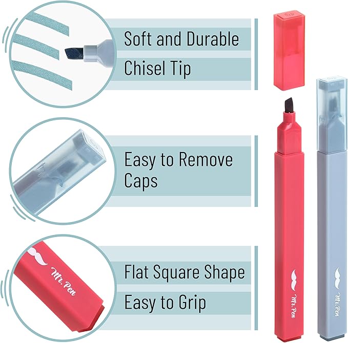 Mr. Pen- Aesthetic Highlighters, 8 Pcs, Chisel Tip, Muted Pastel Color, No Bleed Bible Highlighter Pastel, Assorted Colors