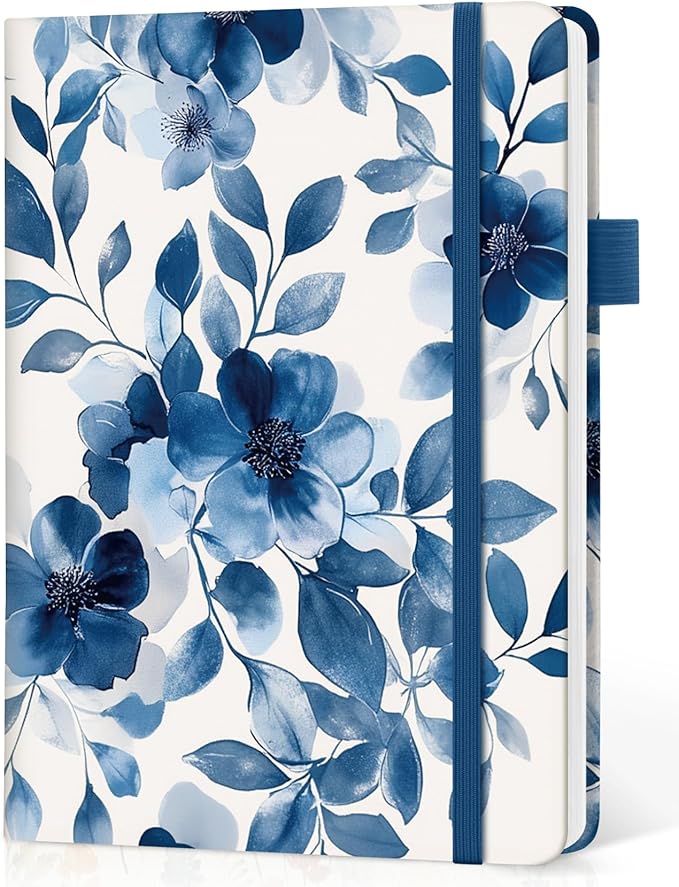 Dotted Journal Notebook for Women & Men, Hardcover Leather Journal for Writing, A5 Dotted Journaling Notebook for Work & Sketching, Perfect for Office School Home Supplies, 160 Pages, Watercolor Petal