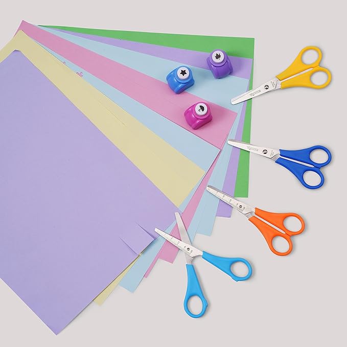 96 Pack 5' Safety Blunt Tip Kids Scissors, 6 Assorted Colors for Cutting Regular & Construction Paper, Cards
