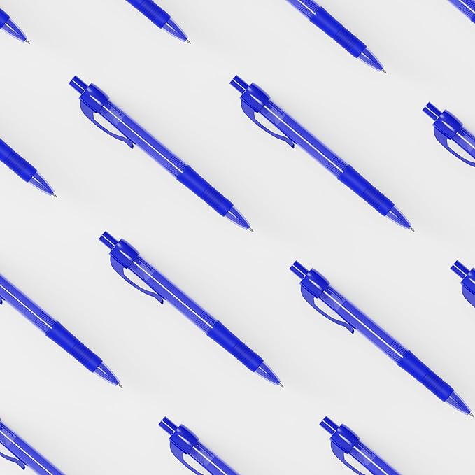 deegtran Pens Bulk, 30 Pack No Bleed Blue Ink Click Pens with Soft Grip, Wholesale Retractable Ballpoint Pens for Office School, Medium Point Smooth 1.0MM