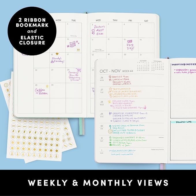 PAPERAGE 2026 Weekly & Monthly Planner, 12 Months (January 2026 - December 2026), 5.6 in x 8 in, Hardcover 2026 Planner with Weekly & Monthly Spreads, Note Pages, Stickers & Back Pocket – Black