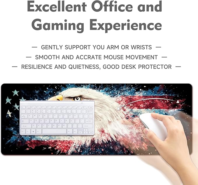 Desk Mat Mouse Pad Gaming Desk Pad XL Large Mouse Mat Office Decor Accessories (Eagle Flag)