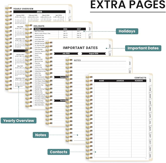 2026 Planner, Aesthetic Weekly and Monthly Planner for Women, Jan 2026 to Dec 2026, Hardcover 2026 Calendar Book with Monthly Tabs, Inner Pocket, Perfect for Office Home School - A4 (8.5" x 11"), Mushrooms Grove