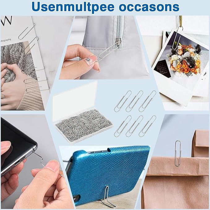 KrvyrnPaper Clips Medium 900Pcs Bulk Paper Clips, 1.3 Inch Nickel Coated, Rust Resistant, Smooth No-Snag Edges, Ideal for Office Mate Filing, School Supplies & Organizing