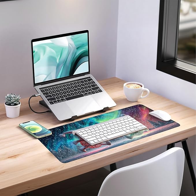 Gnome Christmas Extended Mouse Pad XL 31.5"x11.8" – Festive Holiday Desk Mat – Non-Slip Rubber Base, Stitched Edges