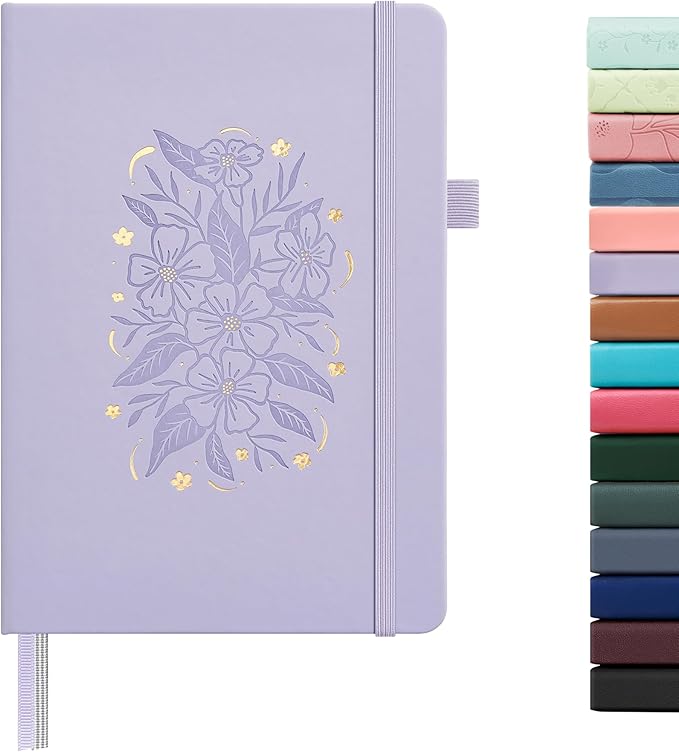 &And Per Se Lined Journal Notebook for Women&Men with Pattern, 160 Pages 100GSM Thick Paper, A5 Hardcover Journals for Writing, Valentine's Day Gift Journal for Her (Lavender)