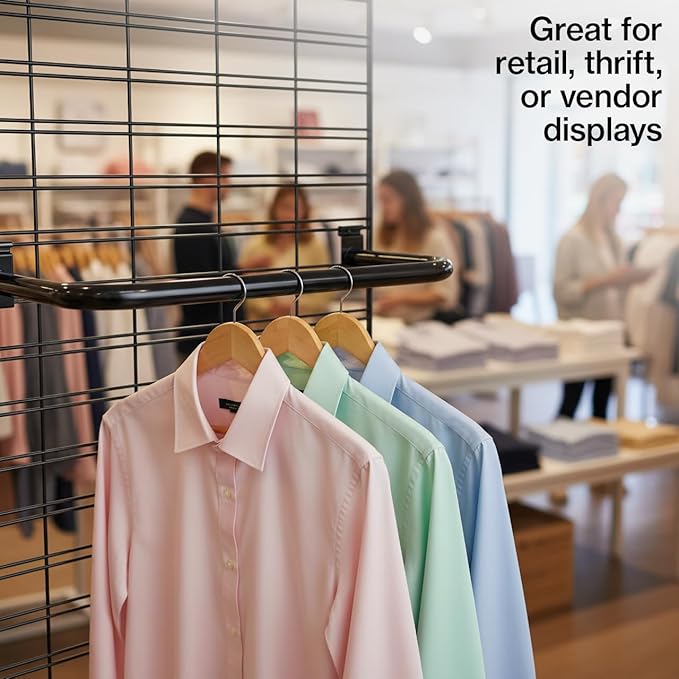 SSWBasics U-Shaped Black Hangrail for Wire Grid - For Grid Wall or Slat Grid - Sleek Black U-Shaped Hangrail Grid Wall Accessory - Stylish Wire Grid Wall Accessories for Organized Displays