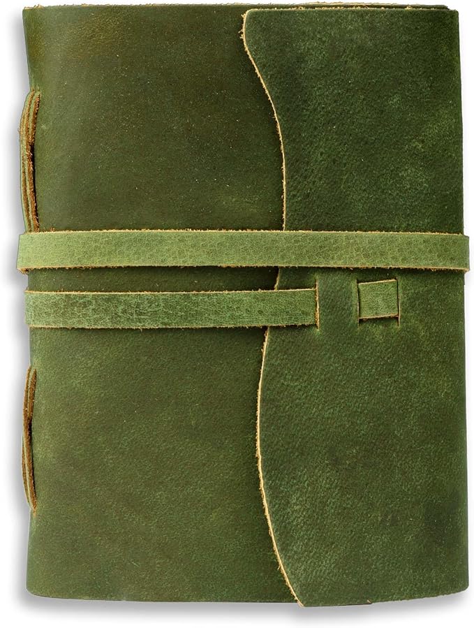 LEATHER VILLAGE Leather Bound Journal - Green, 11.5"X8.50", 220 Pages - Vintage Blank Paper Diary for Writing, Drawing, Sketchbook, and Travel Notebook - Ideal for Women and Men