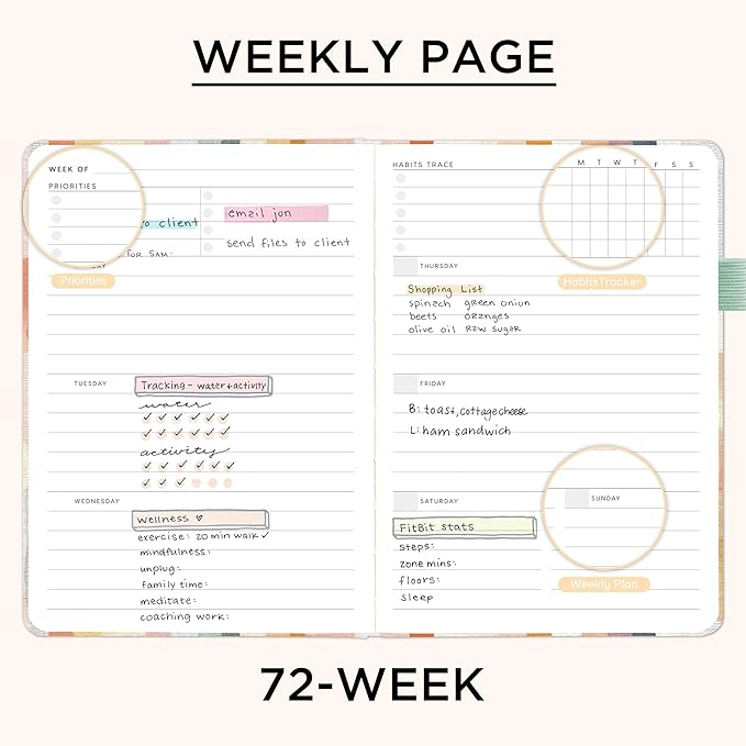 And Per Se Undated Planner – A5 Weekly & Monthly Goal Planner for 72 Weeks (1.5 Years) – Hardcover with Monthly Tab Stickers, Back Pocket & Habit Tracking (Colorful Stripes)