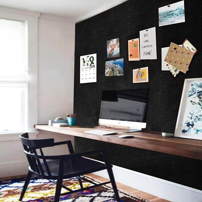 96"x48" Cork Board Roll with Linen Black - 1/4" Thick 4'x8' Frameless Natural Corkboard for Walls Pictures Photo Vision Prayer, ZHIDIAN Large Decorative Bulletin Board for Home Office School