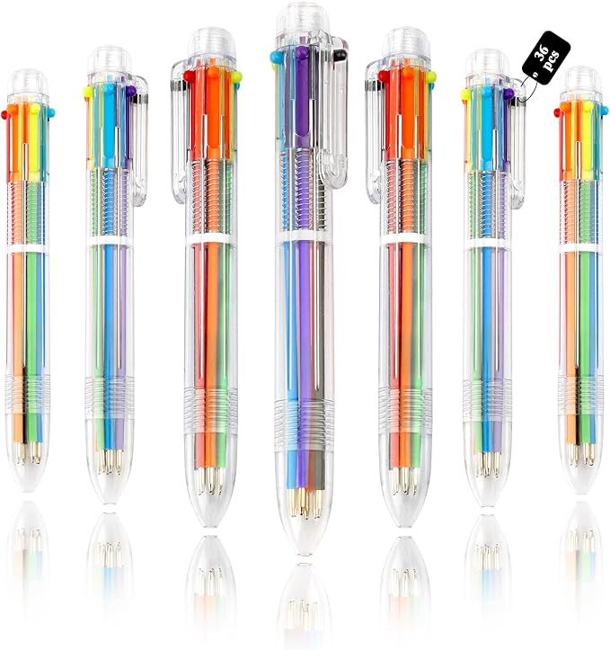 36 Pack 0.5mm 6-in-1 Multicolor Ballpoint Pens Kids Party Favors Birthday Cute Students Children Gift Retractable Colored Pens for School Office Supplies End of Year Gifts for Students Teacher