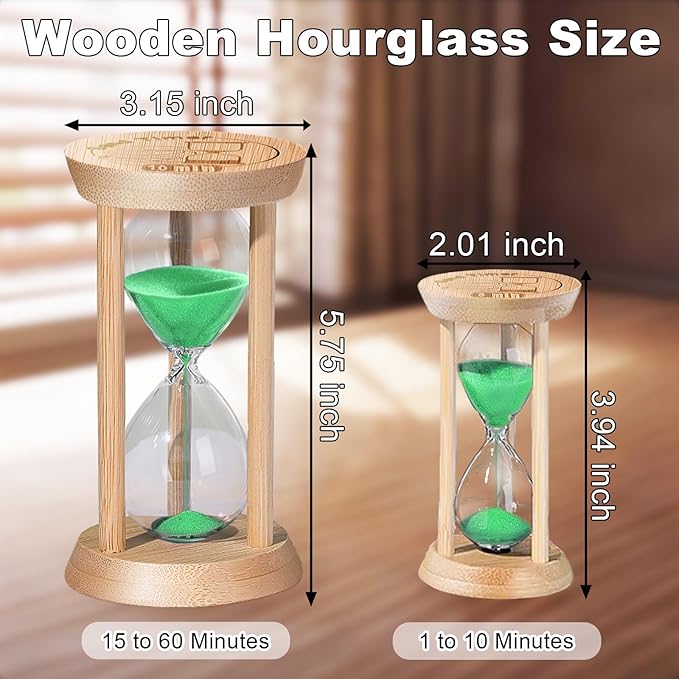SuLiao Wooden Sand Timer 5 Minute Hourglass, Beech Green Sand Clock, Small Watch 5 Min Timer, Reloj De Arenai, Decorative, Game, Office, Classroom Hour Glass Sandglass for Home