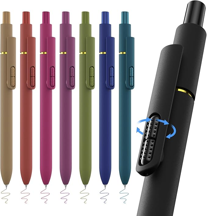 8Pcs Blue Gel Pens - 0.7mm Blue Ink Pens Medium Point | Smooth Writing - Quick Drying Retractable Pen for Men Women (Vintage - 8Pcs)