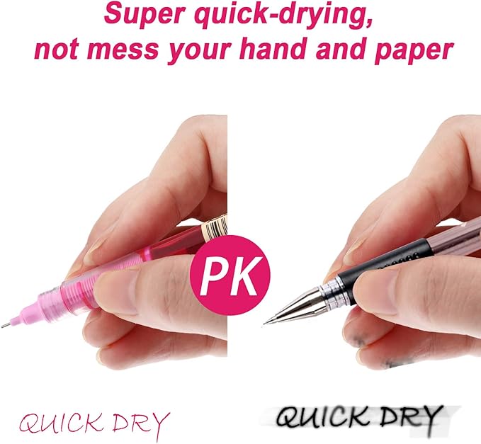 Frienda 12 Pieces Rolling Ball Pens 0.5 mm Japanese Quick Drying Fine Point Pens Liquid Ink Smooth Writing for Office Student Back to School Supplies