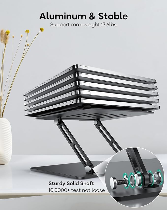 Adjustable Laptop Stand, Ergonomic Computer Stand for Desk, Aluminum Ventilated Colling Laptop Riser Holder Mount Compatible with MacBook Pro Air, HP, Dell 10-15.6" All Laptops
