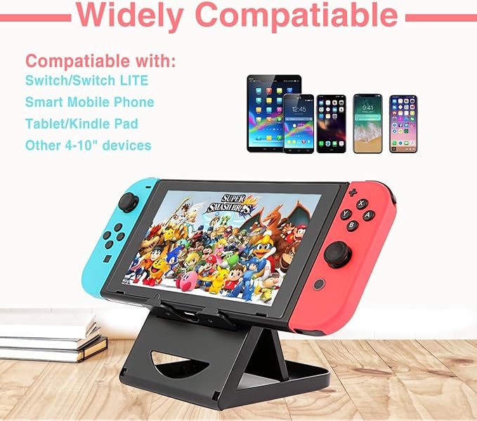 Nintendo Switch Stand/Switch LITE Stand,Foldable,Adjustable and Portable table play stand for N-switch console playing and charging,Compatible with ipad/ Mini/iPad Pro Air, smartphone and kindle