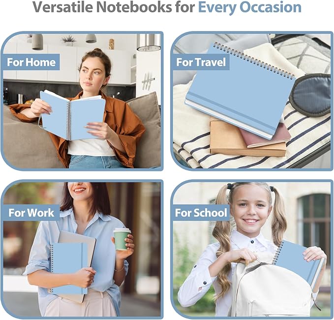 VALOME Journaling Notebooks, A5 Lined Spiral Notebook for Women & Men, 146 Pages College Ruled Hardcover Note Book for Work, Note Taking, Journaling, School, Writing (Blue)