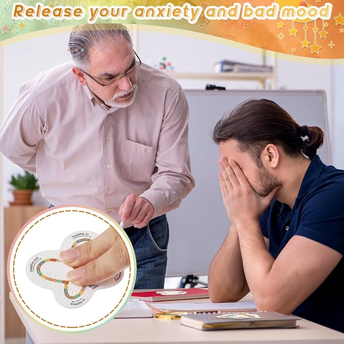 36 Pcs Anxiety Sensory Stickers Strips Adhesive Textured Mental Health Calm Stickers Mindfulness Fidget Decals Stress Anxiety Relief Items for Therapy Office Desk (Brown Breathe)
