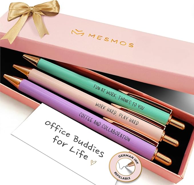 MESMOS 3pk Fancy Pen Set, Thank You Coworker Gifts for Women, Appreciation Gifts for Coworkers Female, Work Besties Women, Going Away Farewell Birthday Gift