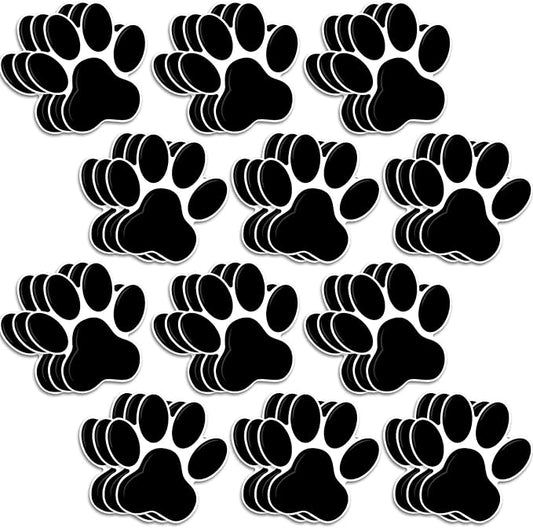 Junkin 60 Pcs Mini Paw Prints Cutouts Accents Bulletin Board Patrol Table Decorations Wall Decal Poster for Kids Educational School Home Party Supplies(Black)