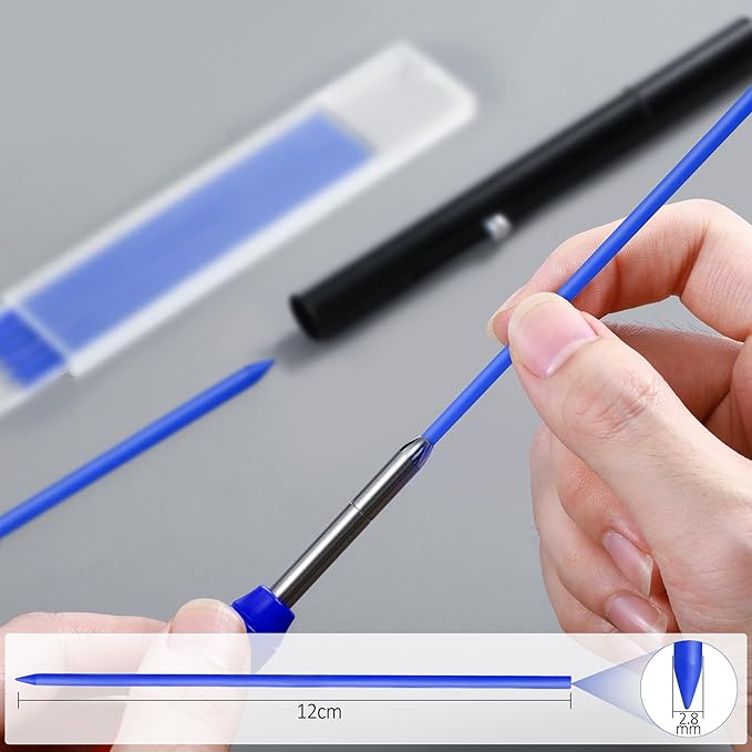 Hiboom 24 Pieces 2.8mm HB Refill for Carpenter Pencil, Study Long Lasting Pencil for Mechanical Pencil Woodworking Construction (Blue)