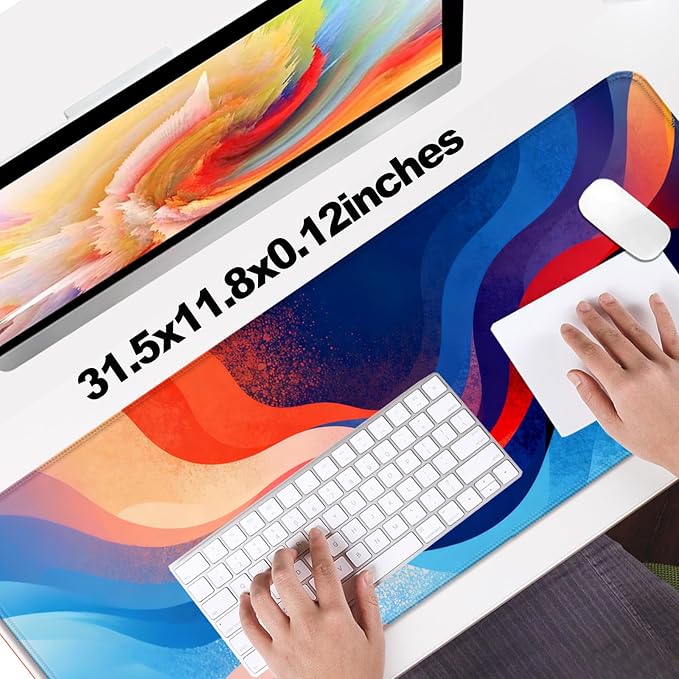 XL Large Desk Mat, Extended Long Desk Pad for Gaming and Office, Non-Slip Rubber Base, Comfortable Mouse Pad Surface, 31.5x11.8 in (H20)