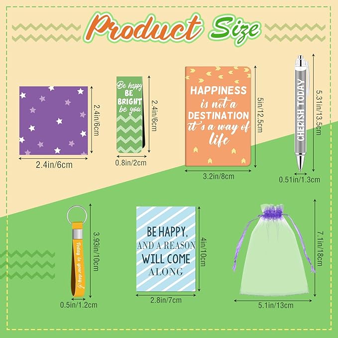 Pasimy 218 Pcs Inspirational Stationery Gifts Motivational Mini Notepad Pen Quote Bookmarks Stress Relief Stickers Inspiring Silicone Keychains for Home Office Appreciation Gift(Stylish)